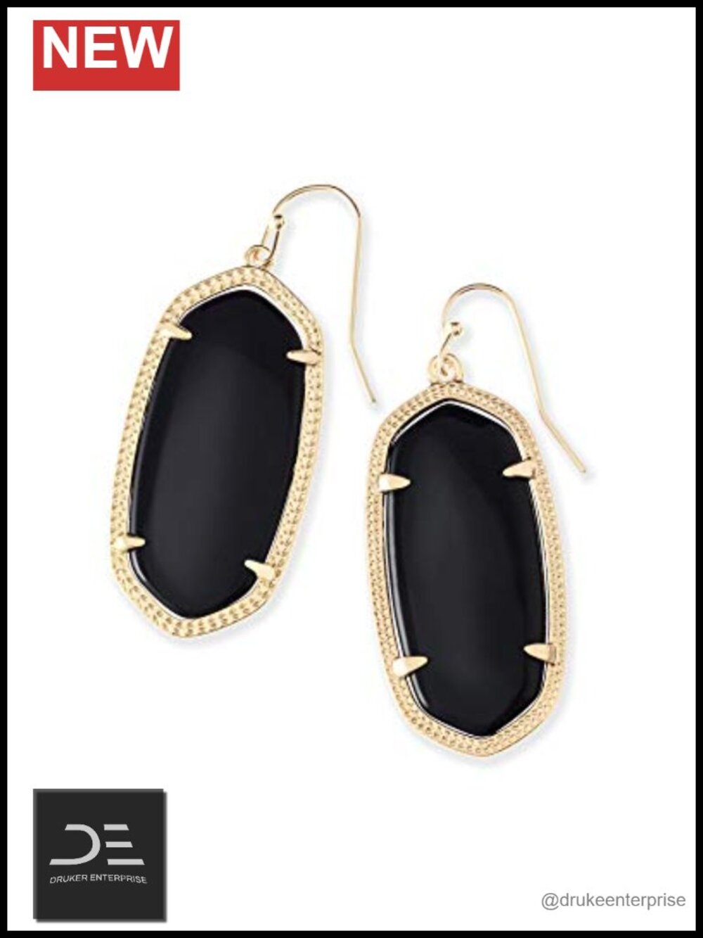 Drop Earrings Gold Plated Brass with Cubic Zirconia